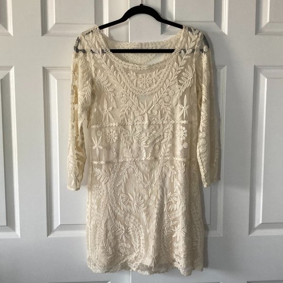 Express Embroidered Lace Overlay Dress, Size S - Picture 2 of 5